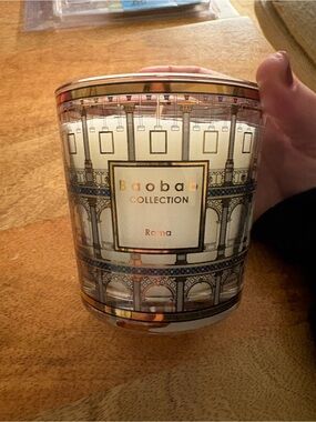 Baobab Collection Roma Candle in White and Gold Detailing
